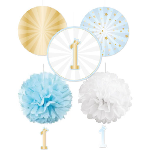 Picture of 1ST BIRTHDAY BLUE OMBRE DECORATION KIT - 5PK